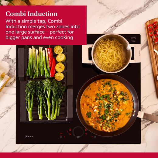 NEFF N70 T56FHS1L0 59cm Induction Hob - Black - Annotation - combi induction shot