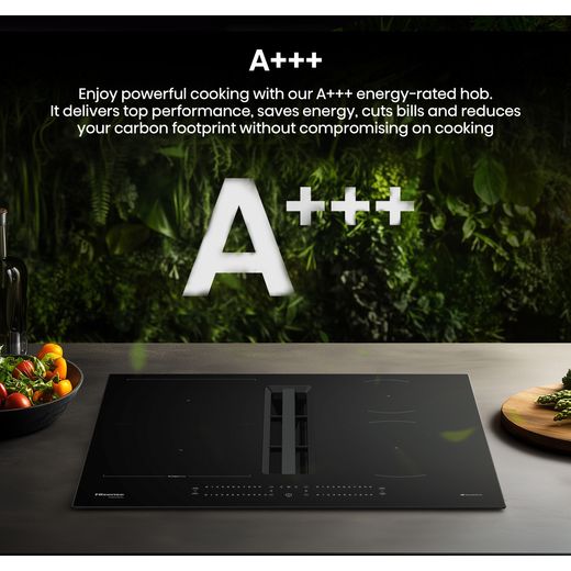 Hisense Hi6 HEH6432BSCWF 60cm Venting Induction Hob - Black - Annotation - Energy rating shot