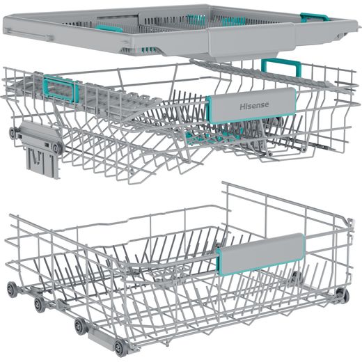Hisense Standard Dishwasher - Stainless Steel - Right basket perpsective shot 