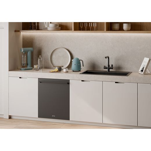 Smeg Universal Integrated Standard Dishwasher - Black - Dishwasher in kitchen shot 