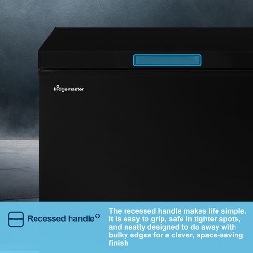Fridgemaster Chest Freezer - Black - Annotation - Recessed handle shot