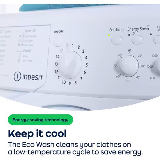 Indesit MyTime IDMA 8564 MY TIME UK 8Kg / Washer Dryer with 1400 rpm - White - AO Annotation - Eco-Wash