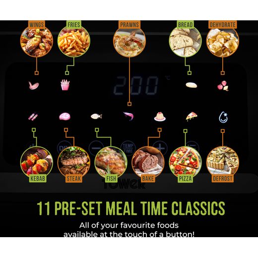 Tower Vortx 5L T17186 Air Fryer - Black - Annotation - 11 preset classics
