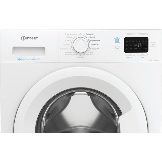 Indesit Push&Go IP 1046 PUSH&GO UK 10kg Washing Machine with 1400 rpm - White - Control panel
