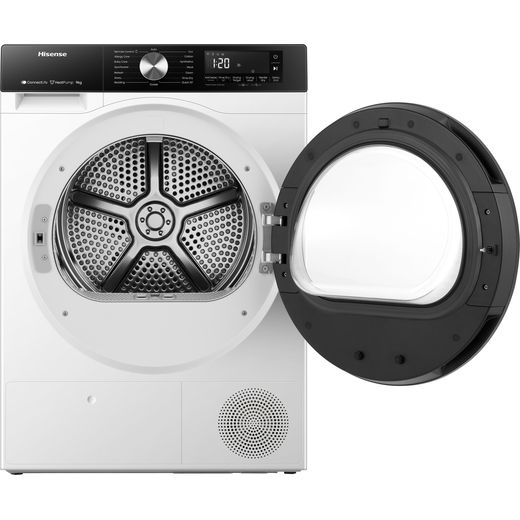 Hisense 3S Series DH3S902BWCC Wifi Connected 9Kg Heat Pump Tumble Dryer - White - Door open