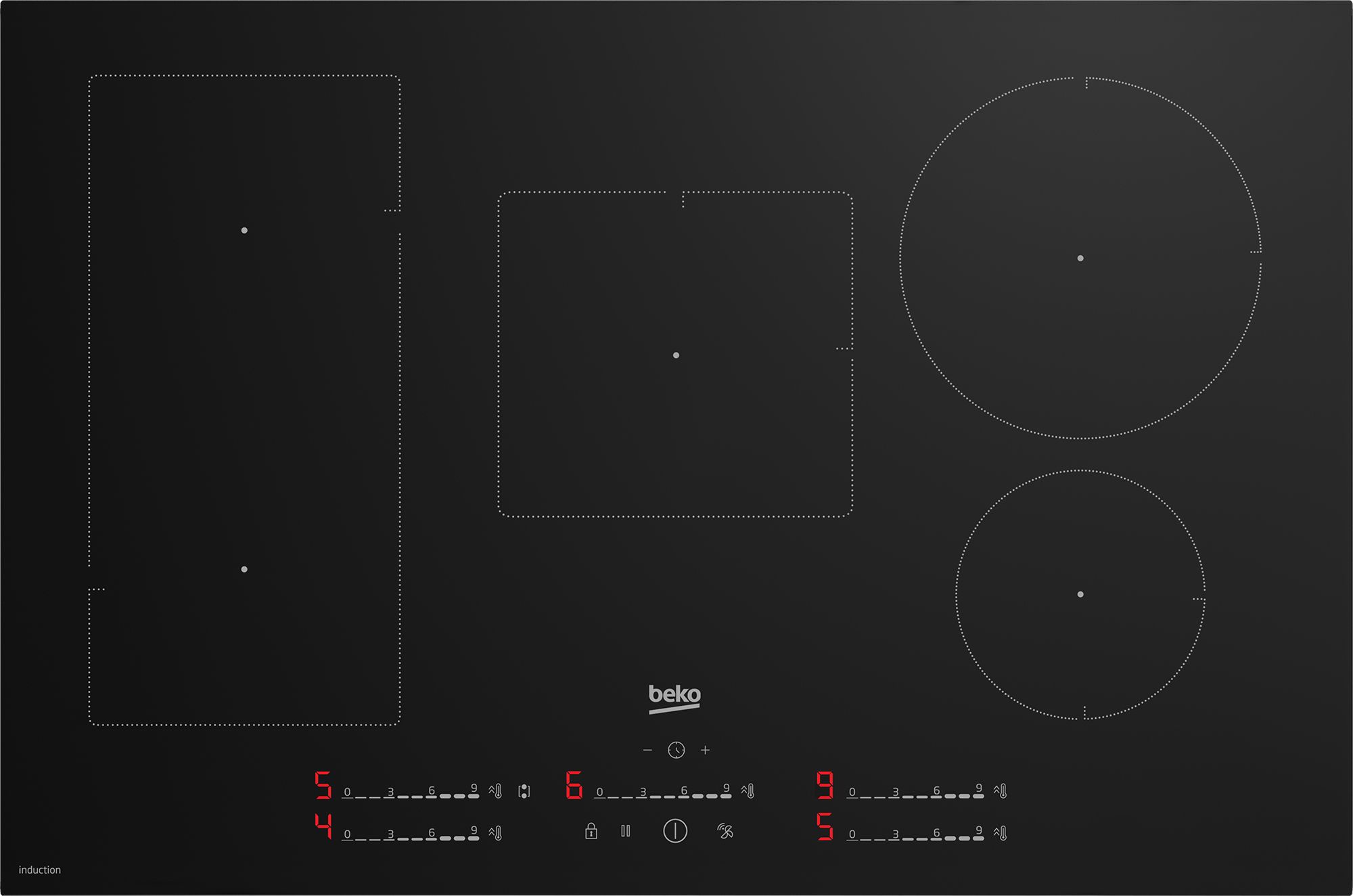 Beko HII85700UFT 78cm 5 Zone Induction Hob - Black