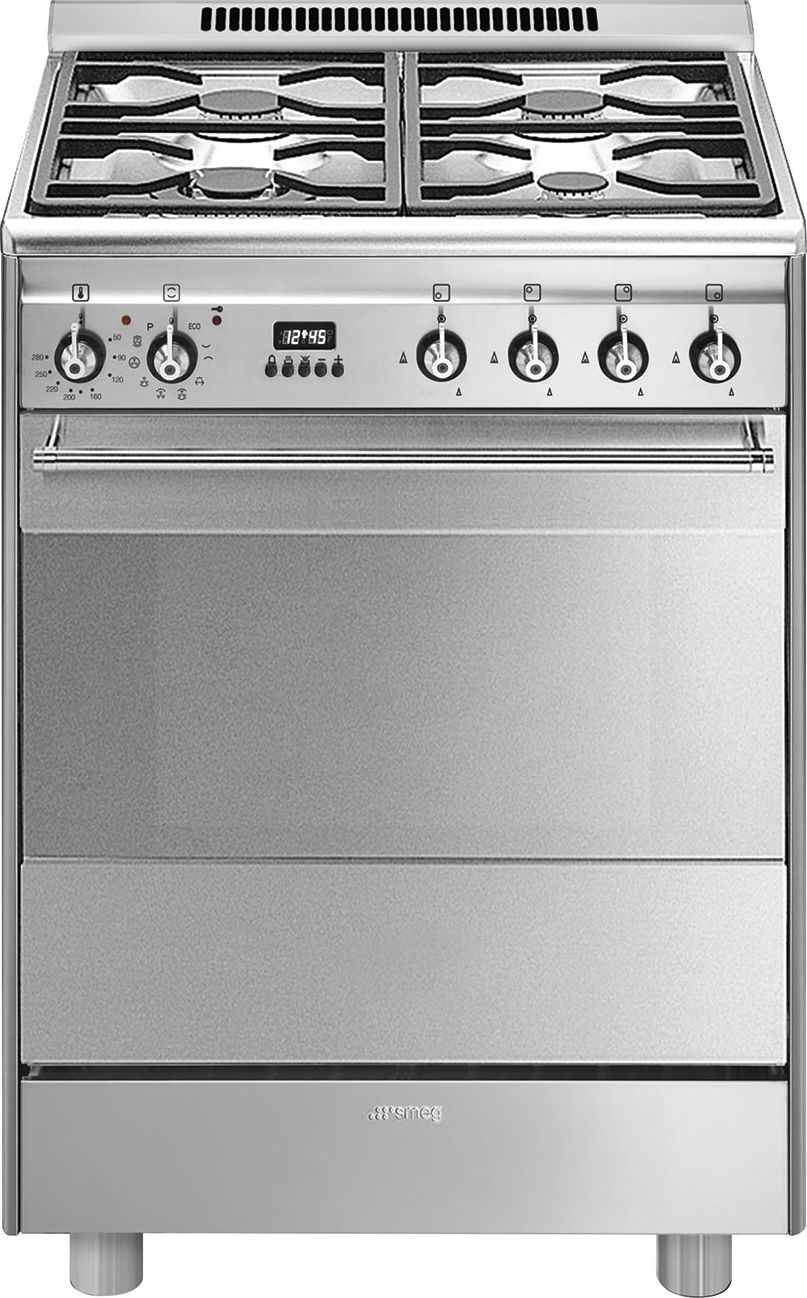 Image of Smeg Concert SUK61PX8 60cm Wide Single Oven Dual Fuel Cooker with Pyrolytic Cleaning - Stainless Steel - A Rated, Stainless Steel