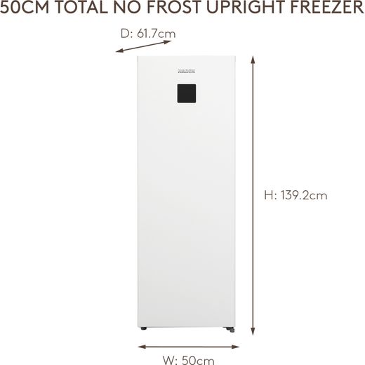 Haden HZ150FF 139cm Frost Free Upright Freezer - White - Dimensions