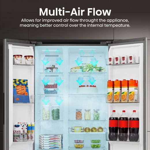 Hisense American Fridge Freezer - Stainless Steel - Annotation - Multi-air flow