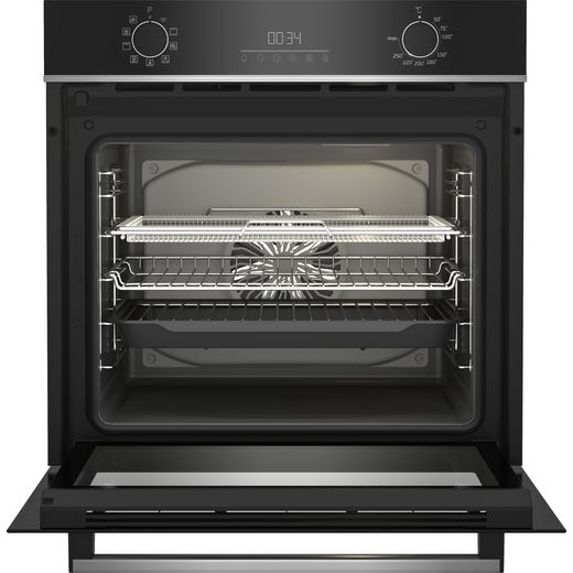 Beko Electric Single Oven - Stainless Steel - Front with door open shot