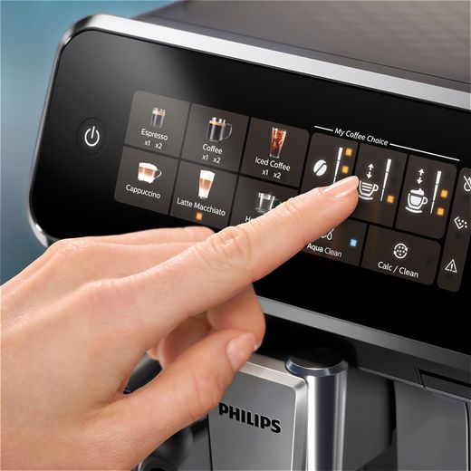 Philips EP3347/90 Bean to Cup Coffee Machine - Black / Chrome - Person using touch screen shot