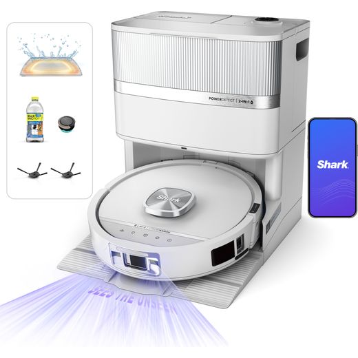 Shark PowerDetect Spectra UV Robot Robotic Vacuum Cleaner - White - Front with accessories