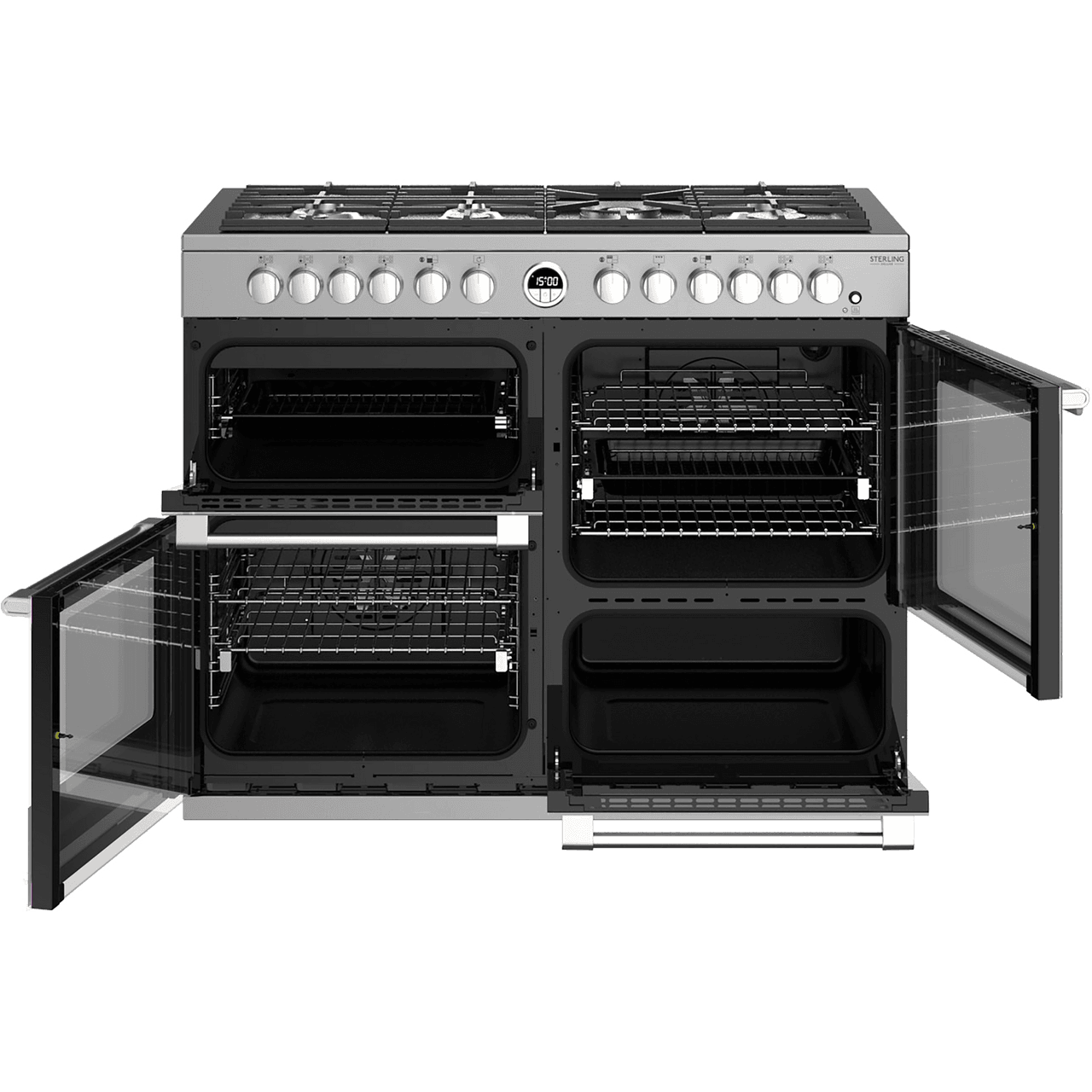 stoves sterling deluxe 110cm dual fuel range cooker