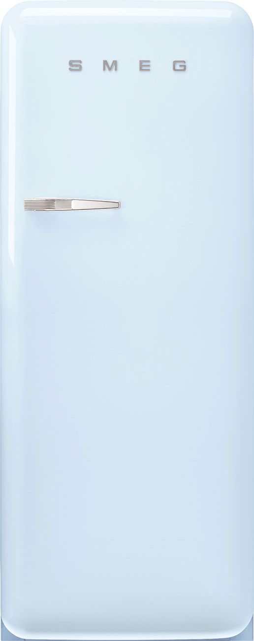 Image of Smeg 50s Style Retro Right Hand Hinge FAB28RPB6UK 153cm Small Fridge with Ice Box - Pastel Blue - C Rated, Blue