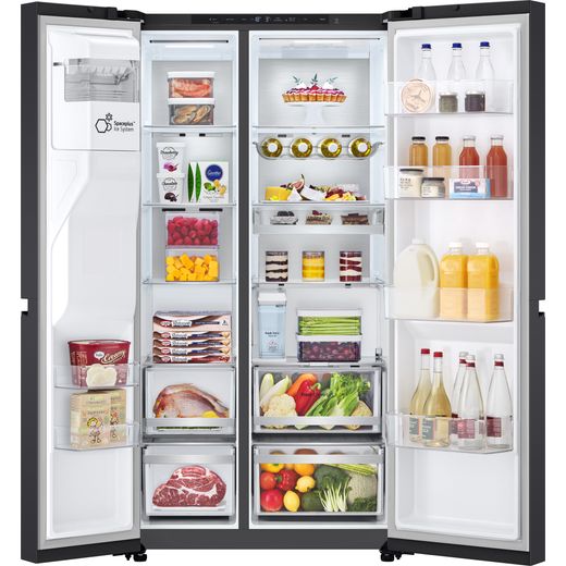 LG NatureFRESH™ American Fridge Freezer - Essence Black Steel - Doors open