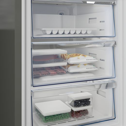 Beko CNA4686VPS 186cm 70/30 Frost Free Fridge Freezer - Stainless Steel - close up freezer drawer shot