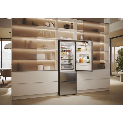 Haier 3D 60 Series 5 HTW5618EWMG Wifi Connected 185cm High 60/40 No Frost Fridge Freezer - Stainless Steel  - Fridge freezer in kitchen shot