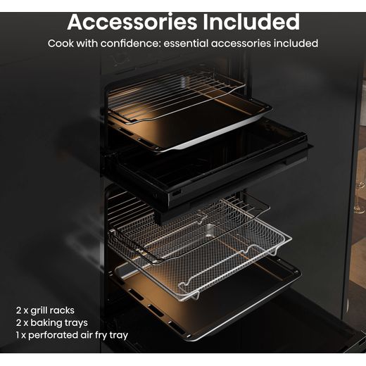 Hisense Hi6 Built In Electric Double Oven - Black - Annotation - Accessories included shot