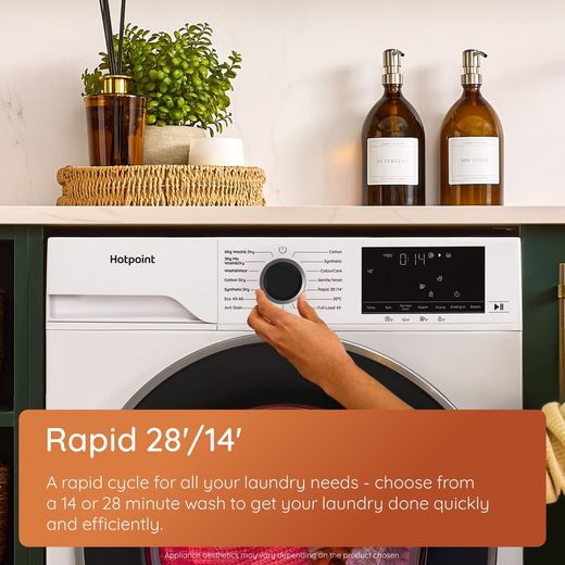 Hotpoint AntiStain HBD 8680G ANTISTAIN UK 8Kg / 6Kg Washer Dryer with 1400 rpm - Graphite - Annotation - Rapid 28'/14'