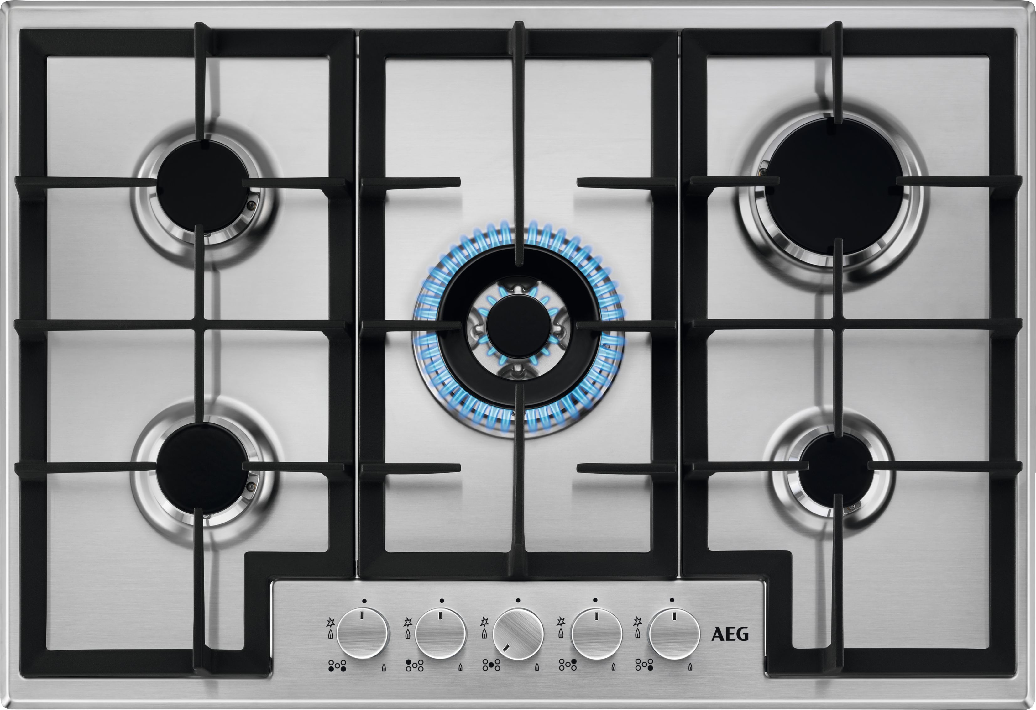 AEG 75cm 5 Burner Gas Hob - Stainless Steel