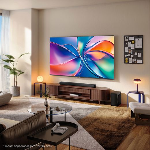 Hisense E7Q 43" 4K Ultra HD QLED Smart Freely TV - TV in living room shot 