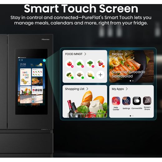 Hisense PureFlat Eclipse American Fridge Freezer - Black - Annotation - Smart Touch Screen