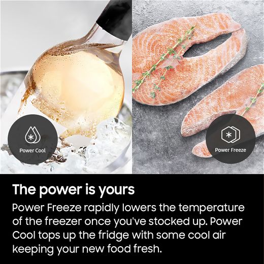 Samsung Series 5 60/40 Total No Frost Fridge Freezer - Silver - Annotation - Power cool and freeze shot