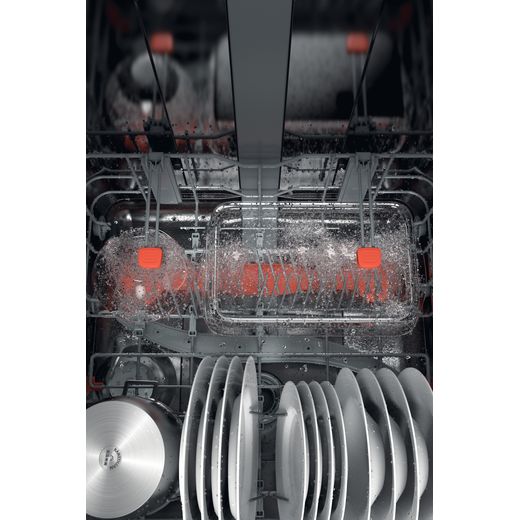 Hotpoint Fully Integrated Standard Dishwasher - Silver with Sliding Door Fixing Kit - Top view blade movement shot