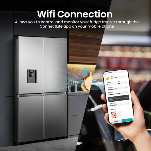Hisense American Fridge Freezer - Stainless Steel - Annotation -  Wifi connection shot
