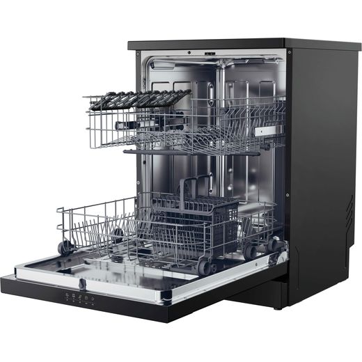 Hoover H-DISH 300 Standard Dishwasher - Black - Left perspective door open shot