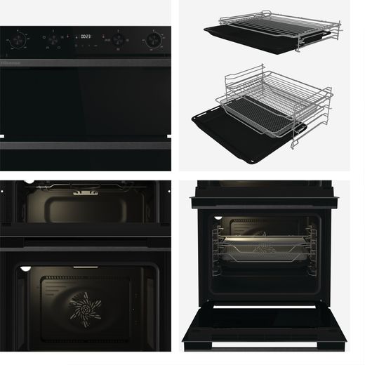 Hisense HIPKD6CB60IND Freestanding Electric Double Oven - Black - Close up detail shot 