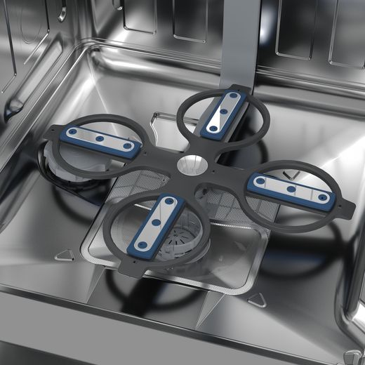 Beko bPRO 700 Integrated Standard Dishwasher - Silver - close up washing blade shot