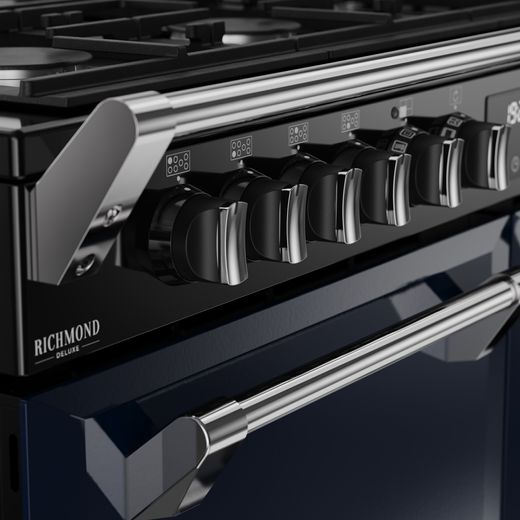 Stoves Richmond Deluxe 110DF 110cm Dual Fuel Range Cooker - Midnight Blue - Control panel