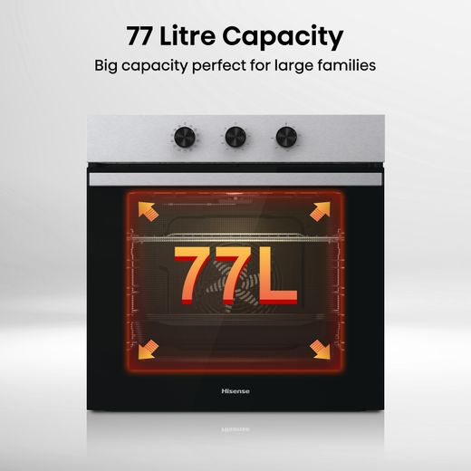 Hisense BI6061HGSUK Built In Electric Single Oven and Gas Hob Pack - Annotation - 77 Litre capacity