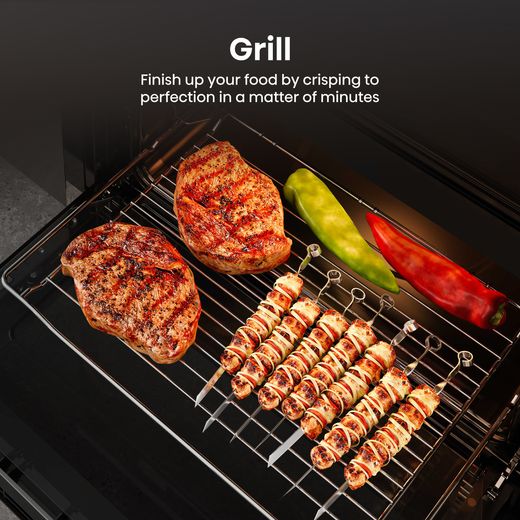 Hisense Hi6 Built In Electric Double Oven - Black - Annotation - Grill shot 
