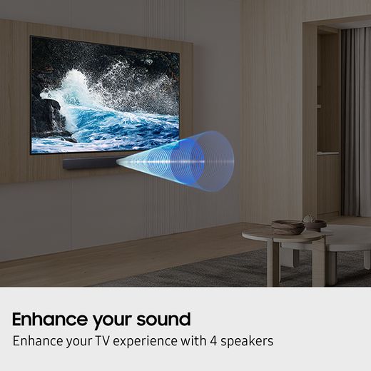 Samsung B-Series HW-B46CF Bluetooth 2.1 Soundbar - Black - Annotation - 4 speakers