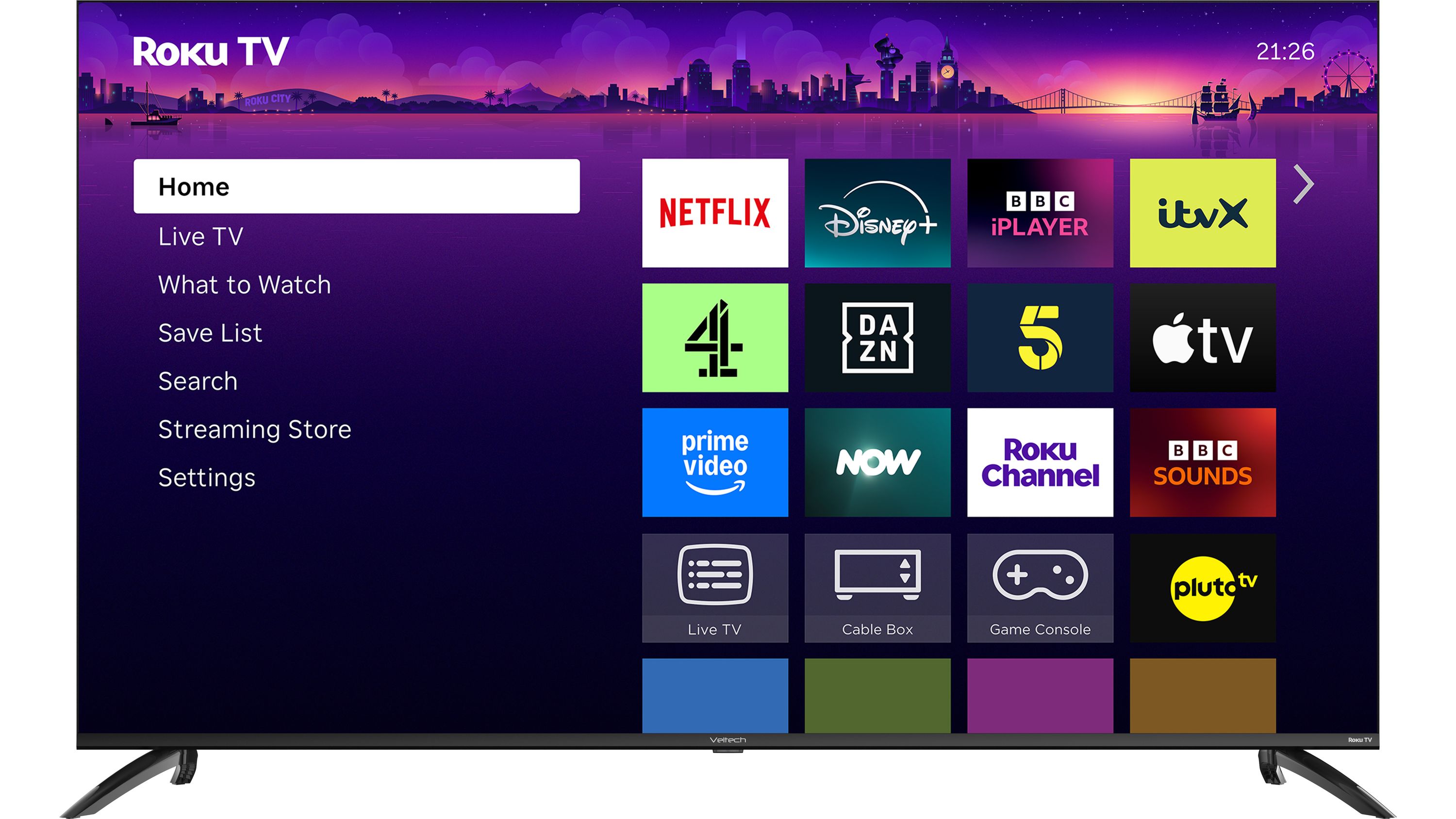 Veltech 4K Ultra HD DLED Smart Roku TV [2026] VR65UX630 Black