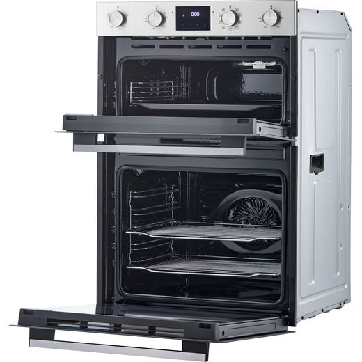 Midea MBOD70M30D0-SS Built In Electric Double Oven - Stainless Steel  - left perpsective with door open shot