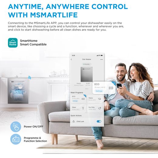 Midea Standard Dishwasher - Dark Inox - Annotation - MSmartLife App