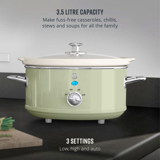 Swan Retro SF17021GN 3.5 Litre Slow Cooker - Green - Annotation - Capacity shot