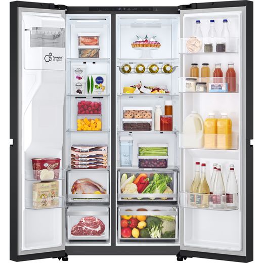 LG NatureFRESH™ American Fridge Freezer - Matte Black - Doors open