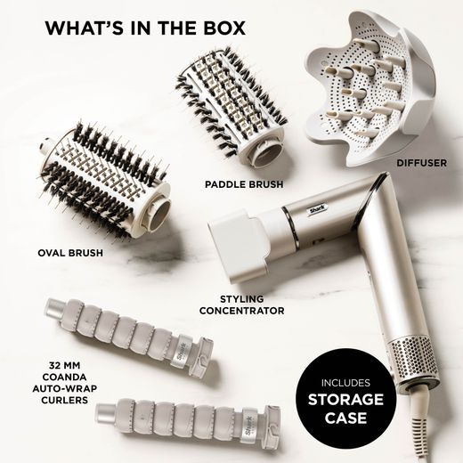 Shark FlexStyle 5-in-1 HD446SLUK Hot Air Styler - Stone - Annotation - whats in the box shot