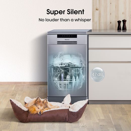 Hisense Slimline Dishwasher - Stainless Steel - Annotation - Super silent