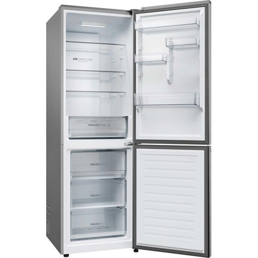 Haier Combi Series 3 HDPR3618CNPK 185cm 60/40 Fridge Freezer - Inox - Right perspective doors open