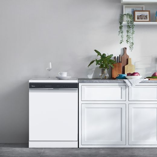Midea Standard Dishwasher - White - Dishwasher in kitchen shot