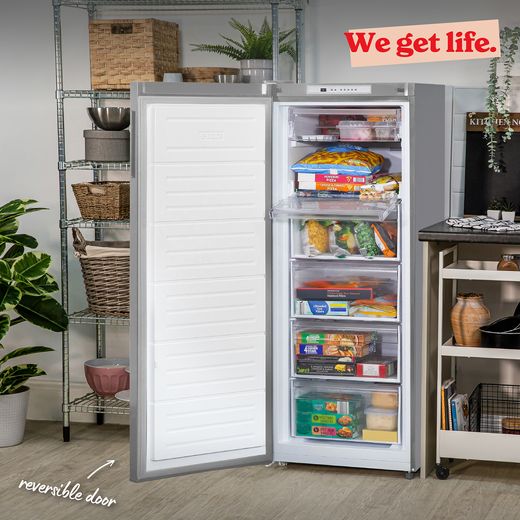 Russell Hobbs Small Frost Free Fridge Freezer - Silver - Annotation - Reversible door
