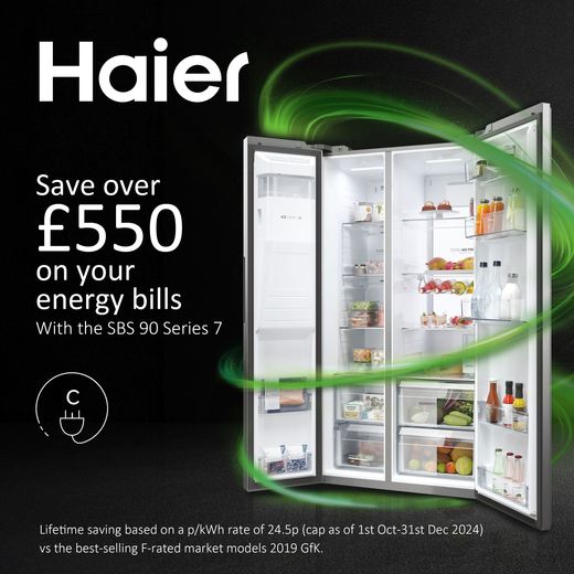 Haier SBS 90 Series 7 American Fridge Freezer - Stainless Steel - Annotation - Energy saving shot
