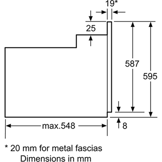 Bosch Serie 2 Electric Single Oven - Stainless Steel - Dimensions
