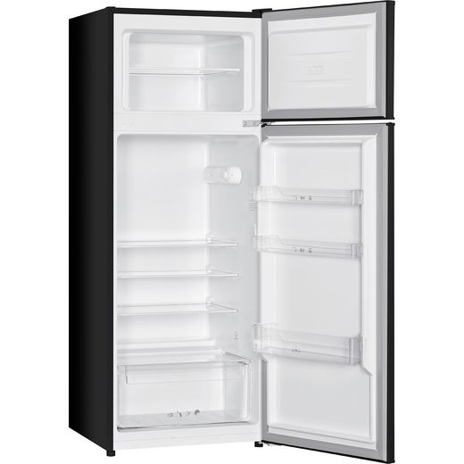 Russell Hobbs RH143TMFF542E1B 143cm 80/20 Small Fridge Freezer with Door-on-door - Black - Right perspective with door open shot