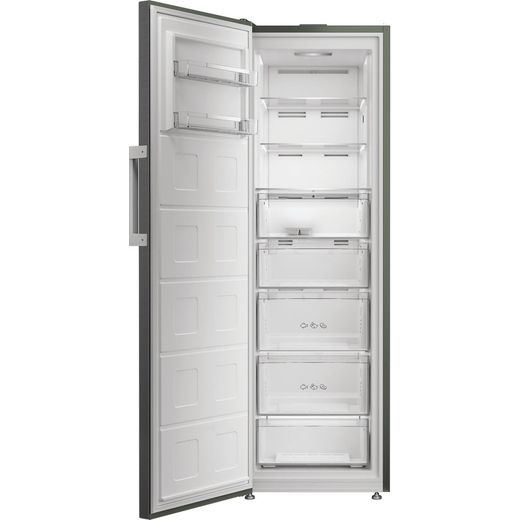 Hotpoint HPMFF 6312 XBR4UK 186cm Upright Freezer - Inox - front with door open shot